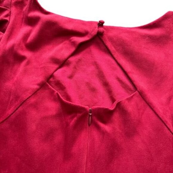 Sugar + Lips Dress Women Size Large Red Faux Suede Long Sleeve NWT - Picture 6 of 6